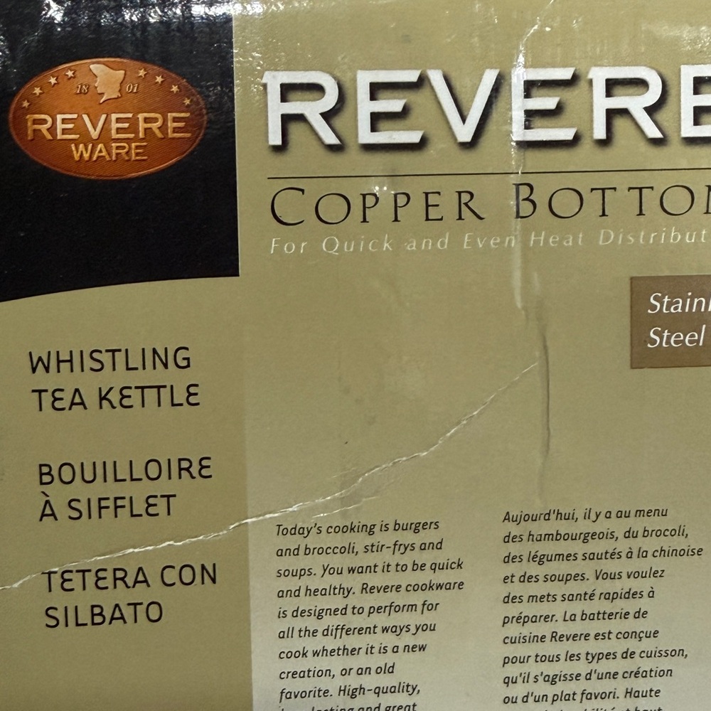 Revere Ware Stainless Steel Copper Bottom 6‎ Cup Whistling Tea Kettle 3511217 - Picture 15 of 16